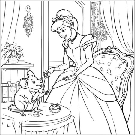 Cinderela e Rato Amigo (Desenho para Colorir)