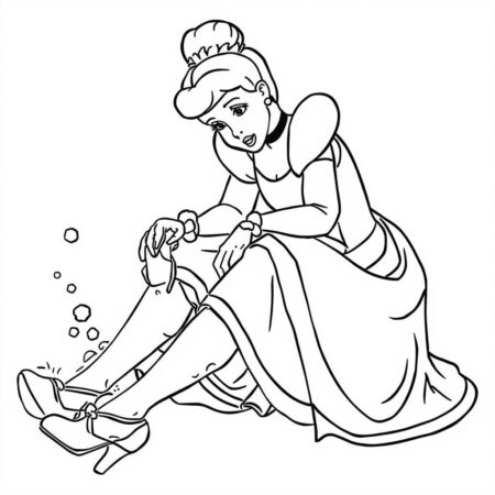Cinderela e Sapato (Desenho para Colorir)