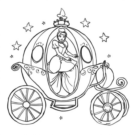 Cinderela na Carruagem (Desenho para Colorir)