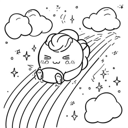 Cinnamoroll e Arco Iris (Desenho para Colorir)