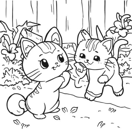 Cinnamoroll e Gato (Desenho para Colorir)