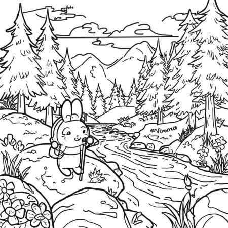 Cinnamoroll e Natureza (Desenho para Colorir)