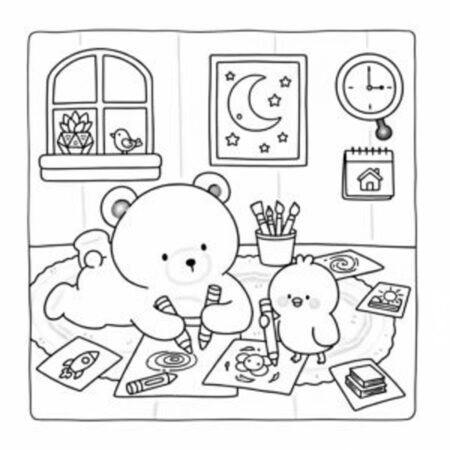 Coco Wyo brincando em casa (Desenho para Colorir)