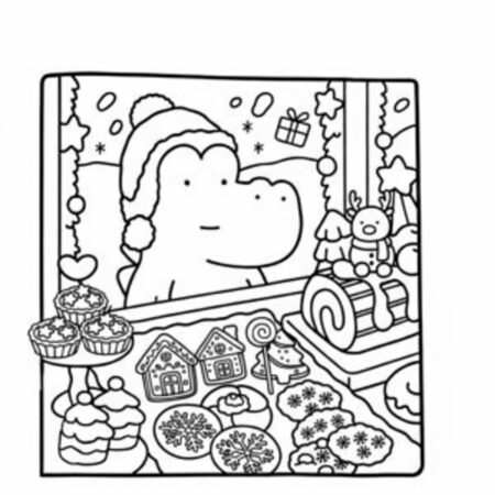 Coco Wyo na janela de Natal (Desenho para Colorir)