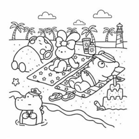 Coco Wyo na praia (Desenho para Colorir)