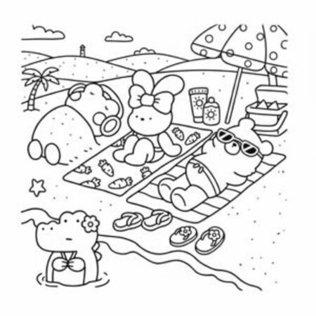 Coco Wyo na praia (Desenho para Colorir)