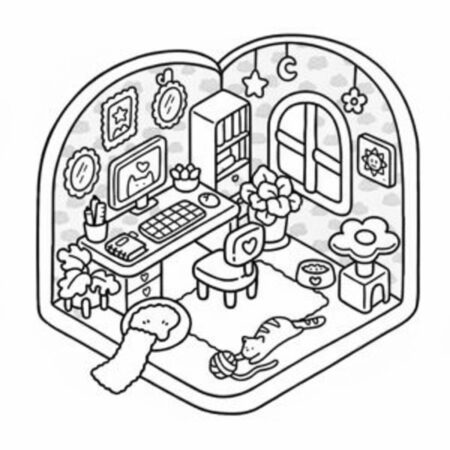 Coco Wyo no escritório aconchegante (Desenho para Colorir)