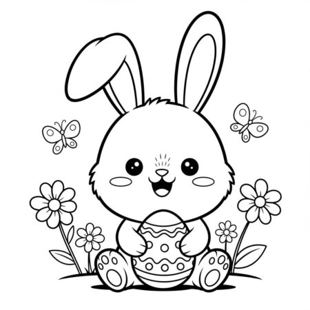 Coelho Kawaii Pascoa (Desenho para Colorir)