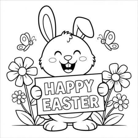 Coelho Pascoa Alegre (Desenho para Colorir)