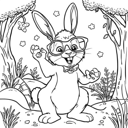 Coelho com Oculos (Desenho para Colorir)