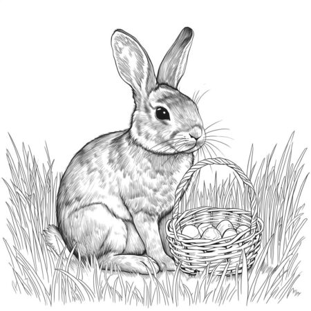 Coelho da Pascoa Realista (Desenho para Colorir)
