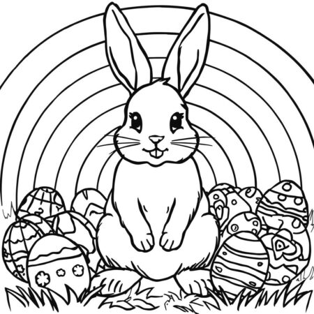 Coelho da Pascoa e Cores (Desenho para Colorir)