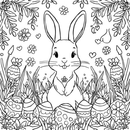 Coelho da Pascoa e Pascoa (Desenho para Colorir)