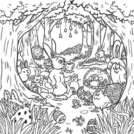 Coelho da Pascoa em Aventura (Desenho para Colorir)