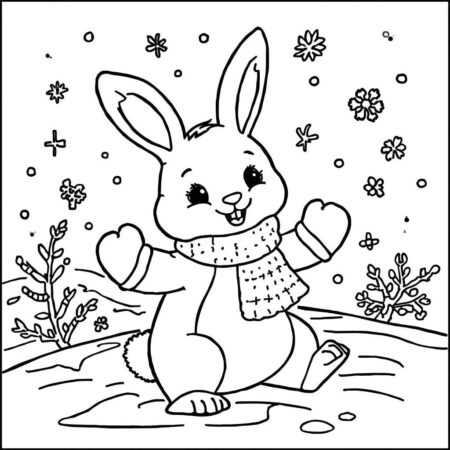 Coelho de Inverno (Desenho para Colorir)