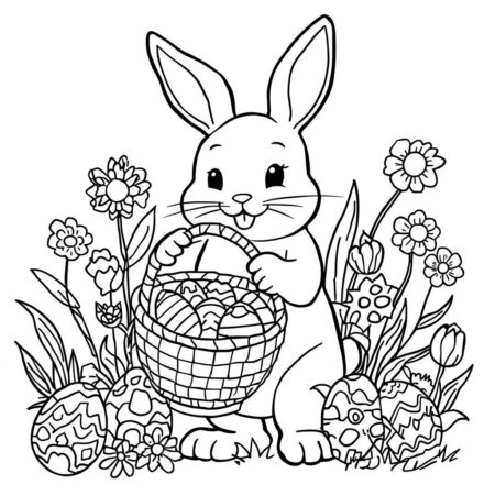 Coelho de Pascoa Colorido (Desenho para Colorir)