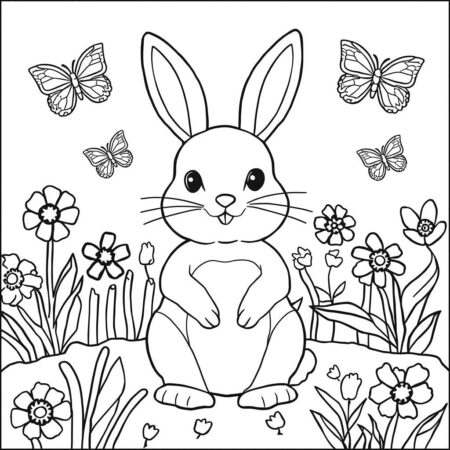 Coelho de Primavera (Desenho para Colorir)