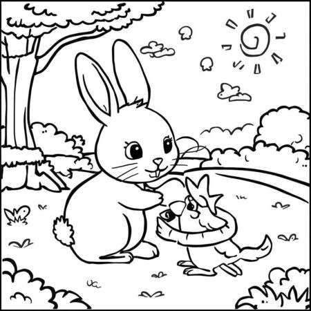 Coelho e Amigos (Desenho para Colorir)