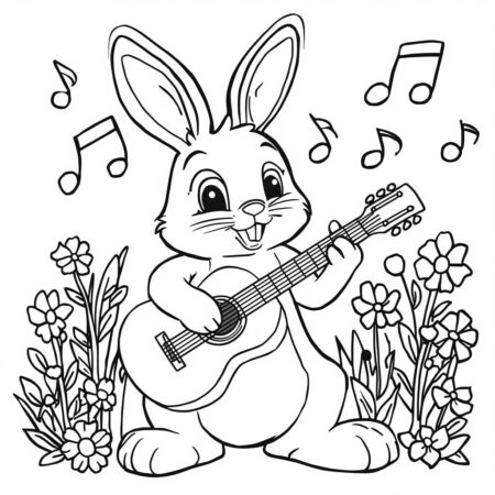 Coelho e a Musica (Desenho para Colorir)