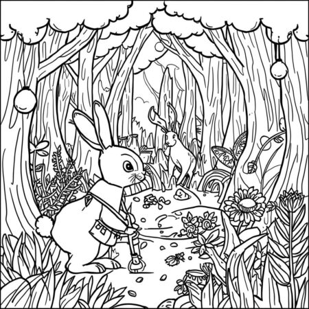 Coelho em Aventura (Desenho para Colorir)