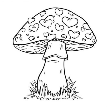 Cogumelo com Coracao (Desenho para Colorir)