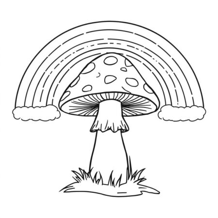 Cogumelo e Arco Iris (Desenho para Colorir)