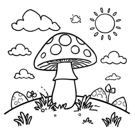 Cogumelo e Ceu (Desenho para Colorir)