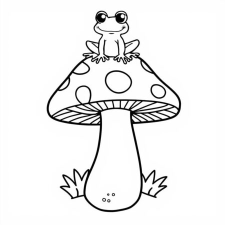 Cogumelo e Sapo (Desenho para Colorir)