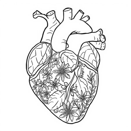 Coracao Botanico (Desenho para Colorir)