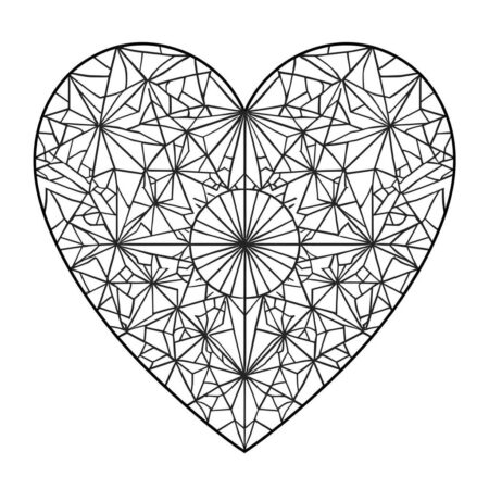 Coracao Geometrico (Desenho para Colorir)