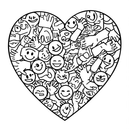 Coracao da Amizade (Desenho para Colorir)