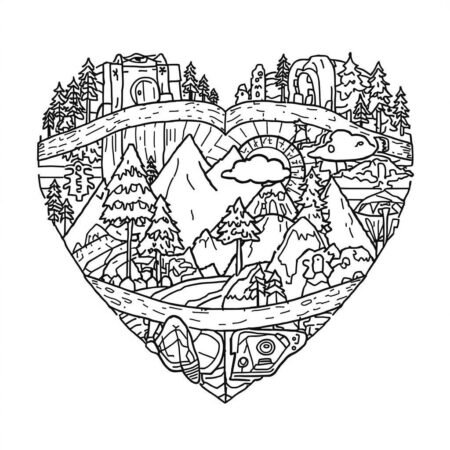 Coracao de Aventura (Desenho para Colorir)