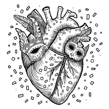 Coracao de Carnaval (Desenho para Colorir)