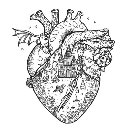 Coracao de Contos de Fadas (Desenho para Colorir)
