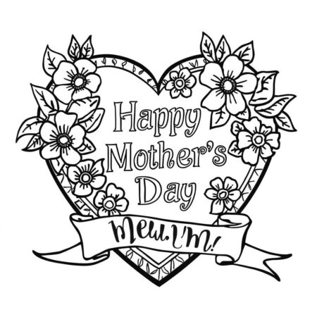 Coracao de Dia das Maes (Desenho para Colorir)