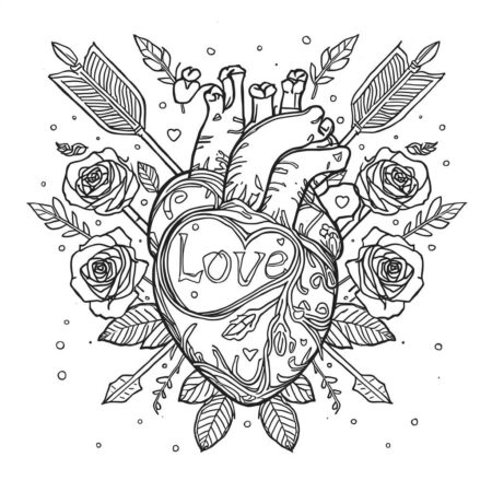 Coracao de Dia dos Namorados (Desenho para Colorir)