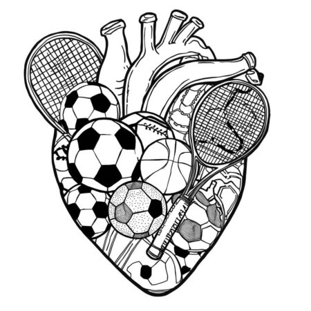 Coracao de Esportes (Desenho para Colorir)