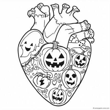 Coracao de Halloween (Desenho para Colorir)