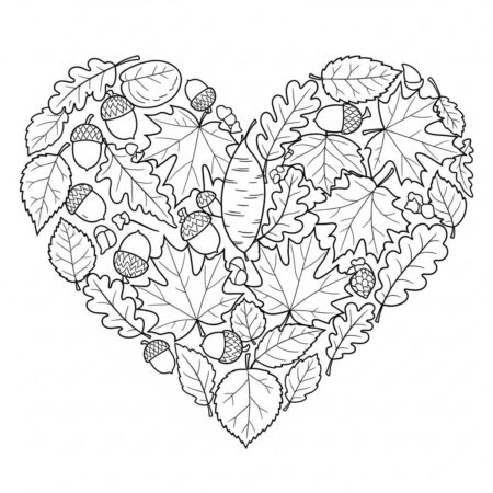 Coracao de Outono (Desenho para Colorir)