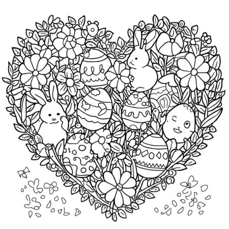 Coracao de Pascoa (Desenho para Colorir)