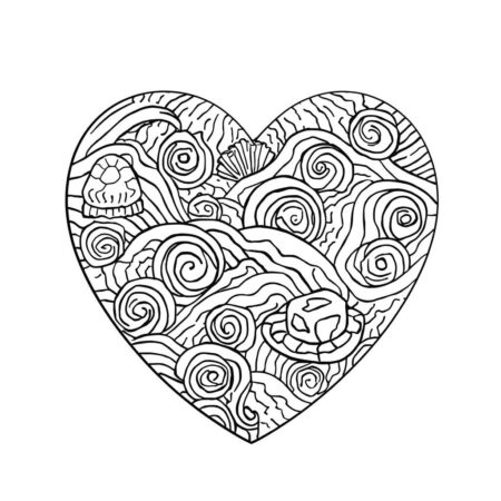 Coracao de Praia (Desenho para Colorir)