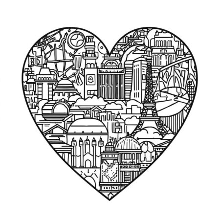 Coracao de Viagem (Desenho para Colorir)