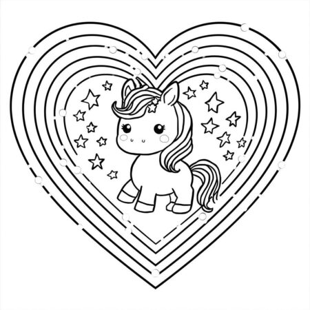 Coracao de unicornio Para Meninas (Desenho para Colorir)