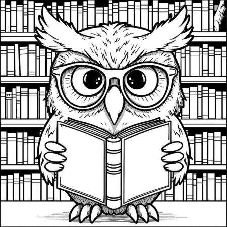 Coruja Geek com Oculos (Desenho para Colorir)