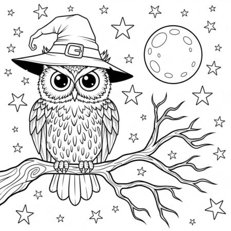 Coruja de Halloween (Desenho para Colorir)