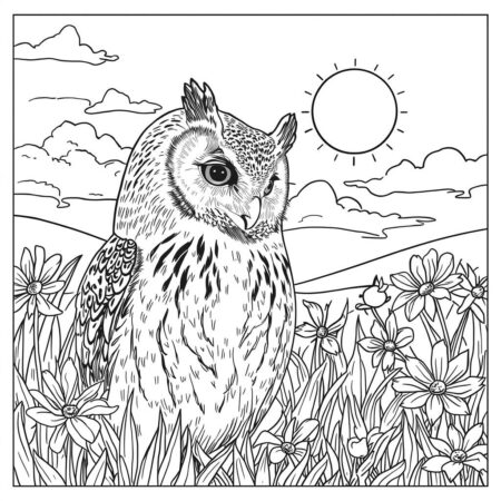 Coruja e a Manha (Desenho para Colorir)