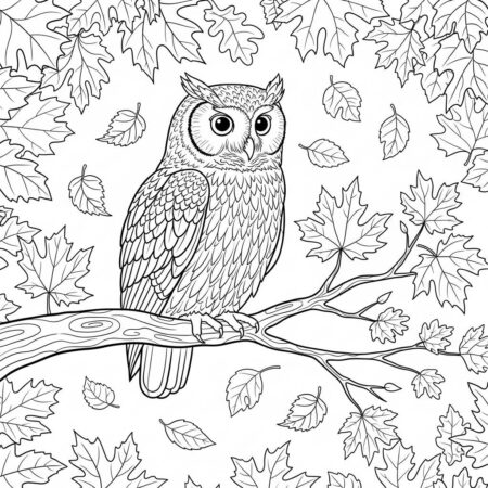 Coruja em Arvore (Desenho para Colorir)