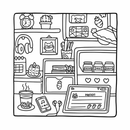 Cozy Friends em casa (Desenho para Colorir)