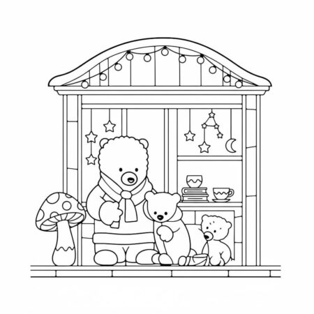 Cozy Friends na cabana (Desenho para Colorir)