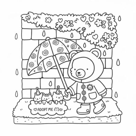 Cozy Friends na chuva (Desenho para Colorir)